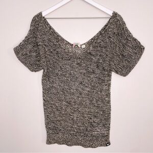 ROXY Open Knit Short Sleeve Tunic Sweater Size Medium